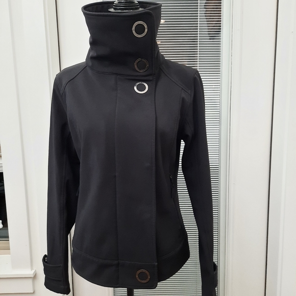 lululemon athletica Jackets & Blazers - Lululemon Audrey Black Softshell High Collar Button Snap Outerwear bomber jacket